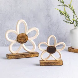 White Metal Daisies - Set of 2