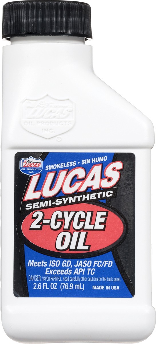 slide 8 of 9, Lucas Smokeless Semi-Synthetic 2-Cycle Oil 2.6 fl oz, 2.6 oz