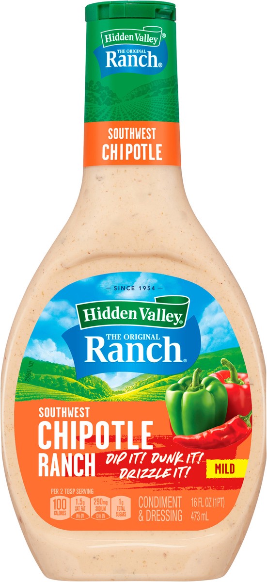 slide 6 of 13, Hidden Valley Farmhouse Originals Southwest Chipotle Salad Dressing & Topping, 16 fl oz
