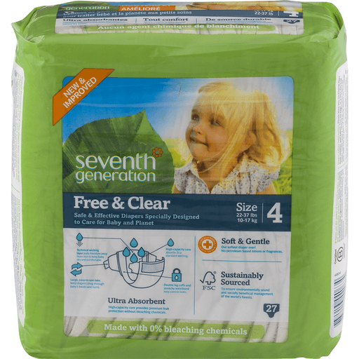 slide 2 of 8, Seventh Generation Free & Clear Baby Diapers with Animal Prints Size 4, 22 ct; 37 lb; Size 4; Size 4; Size 4; Size 4; Size 4; Size 4; Size 4