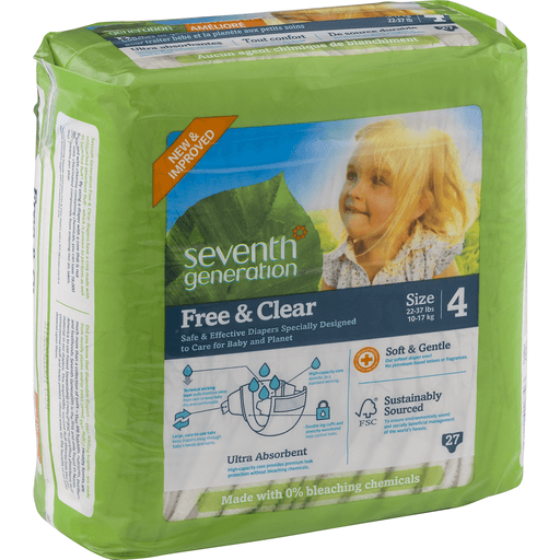 slide 4 of 8, Seventh Generation Free & Clear Baby Diapers with Animal Prints Size 4, 22 ct; 37 lb; Size 4; Size 4; Size 4; Size 4; Size 4; Size 4; Size 4