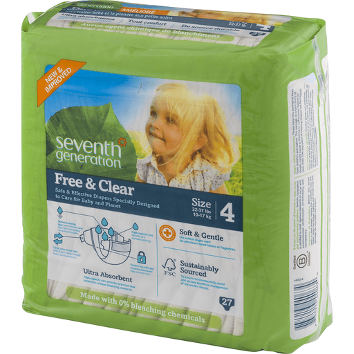 slide 6 of 8, Seventh Generation Free & Clear Baby Diapers with Animal Prints Size 4, 22 ct; 37 lb; Size 4; Size 4; Size 4; Size 4; Size 4; Size 4; Size 4