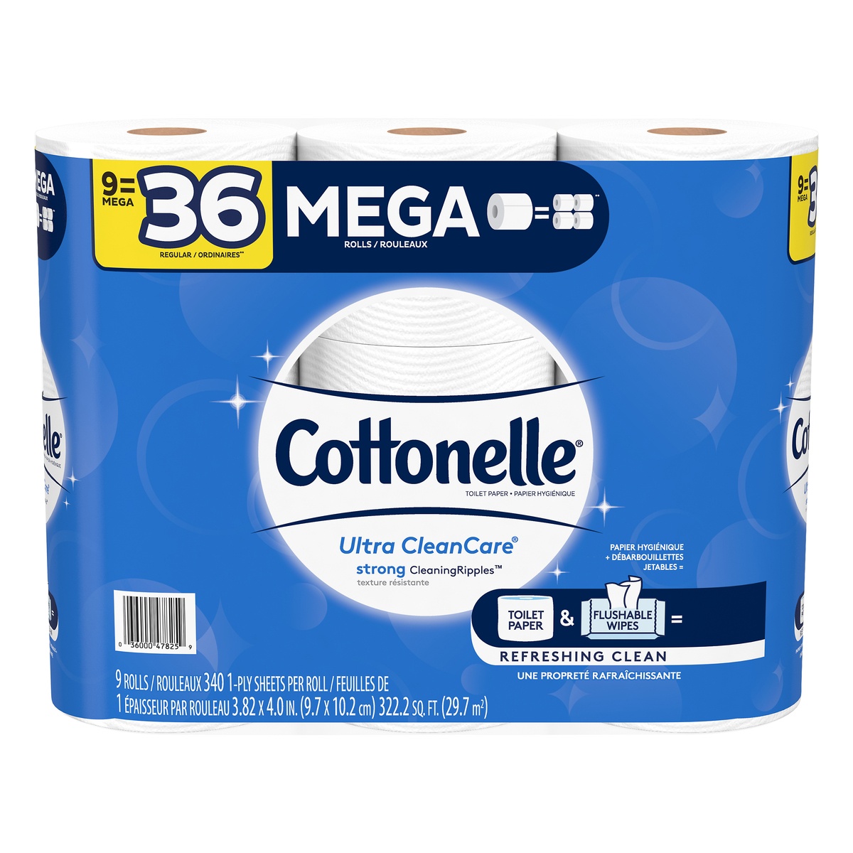 slide 1 of 3, Cottonelle ultra clean toilet paper, 9 rolls / 2280 sheets