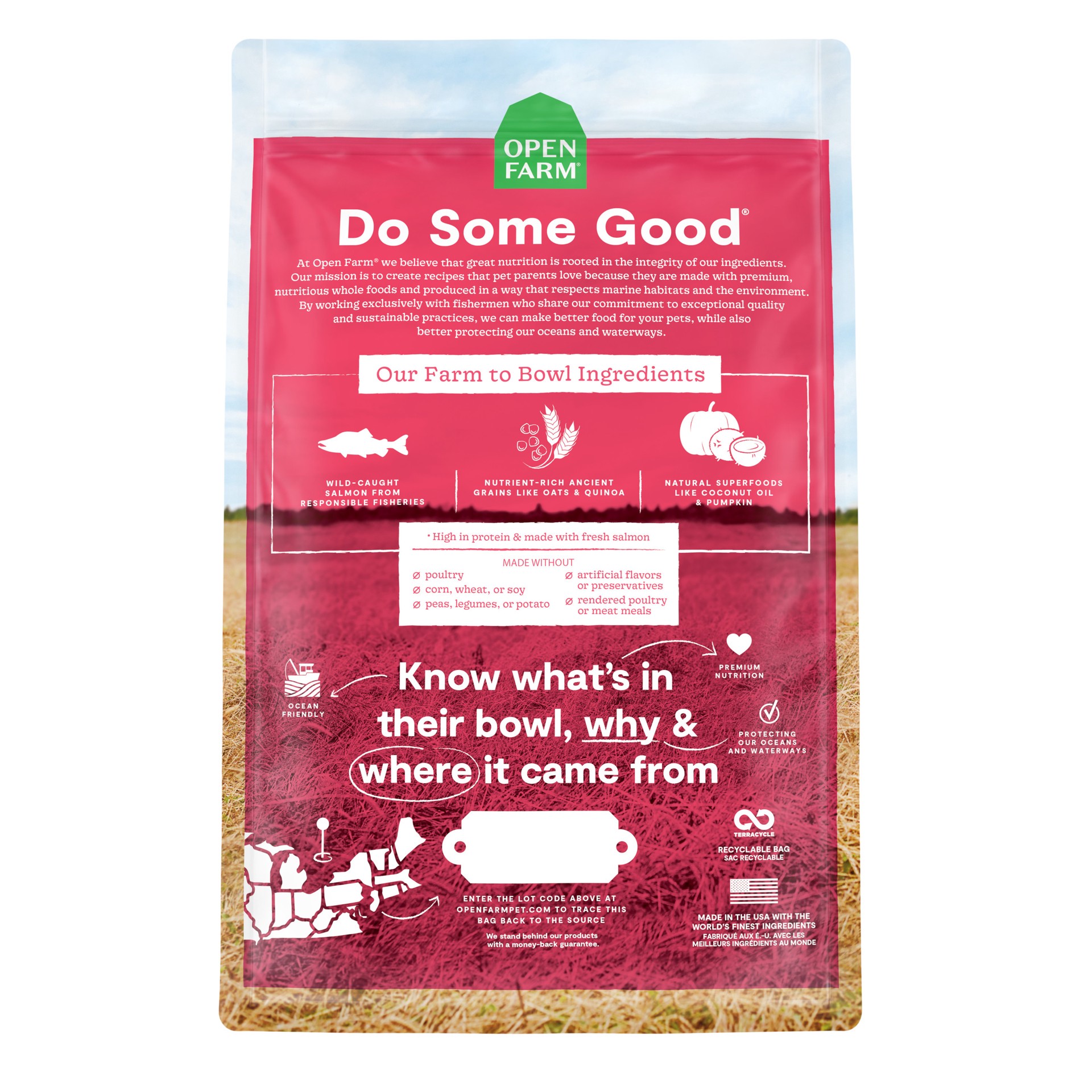 slide 3 of 3, OPEN FARM Wild-Caught Salmon & Ancient Grains Kibble For Dogs 4 lb, 4 lb