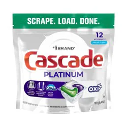 Cascade Platinum Dishwasher Pods, Dishwasher Detergent, Dish Detergent Soap, Fresh, 12 Count