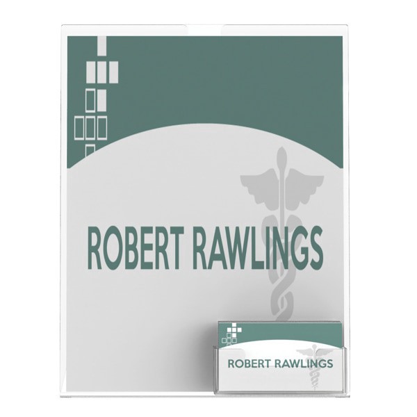 slide 7 of 10, Deflect-O Superior Image Slanted Sign Holder with Business Card Holder, Clear, 1 ct