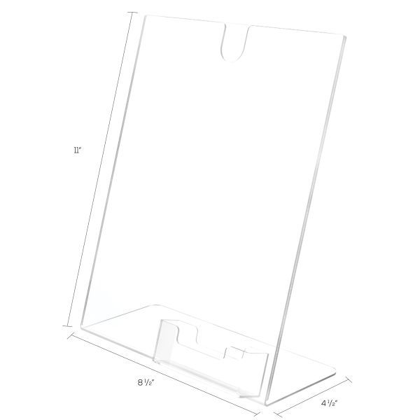 slide 2 of 10, Deflect-O Superior Image Slanted Sign Holder with Business Card Holder, Clear, 1 ct