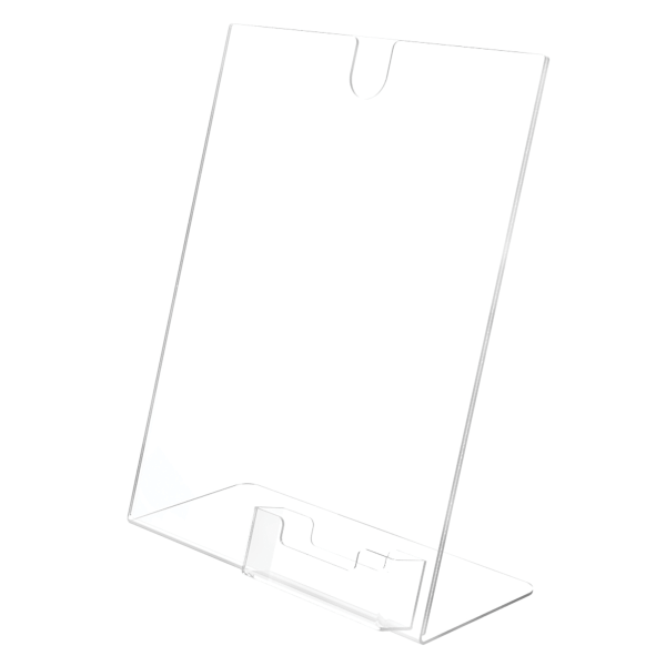 slide 5 of 10, Deflect-O Superior Image Slanted Sign Holder with Business Card Holder, Clear, 1 ct