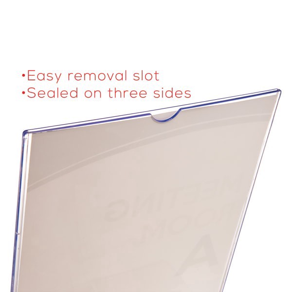 slide 9 of 10, Deflect-O Superior Image Slanted Sign Holder with Business Card Holder, Clear, 1 ct