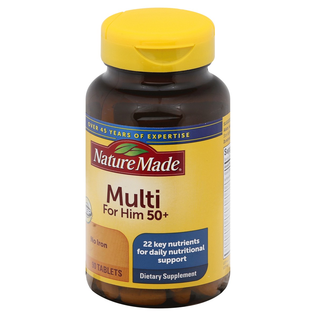 slide 4 of 9, Nature Made Multivitamin For Him 50+, Mens Multivitamins for Daily Nutritional Support, Multivitamin for Men, 90 Tablets, 90 Day Supply, 90 ct