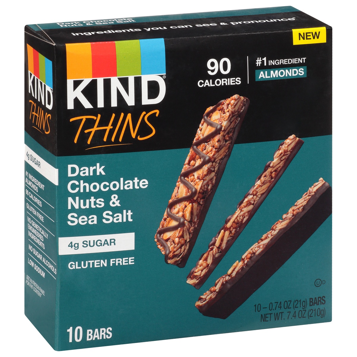 slide 2 of 10, KIND Thins Dark Chocolate Nuts & Sea Salt , 7.4 oz