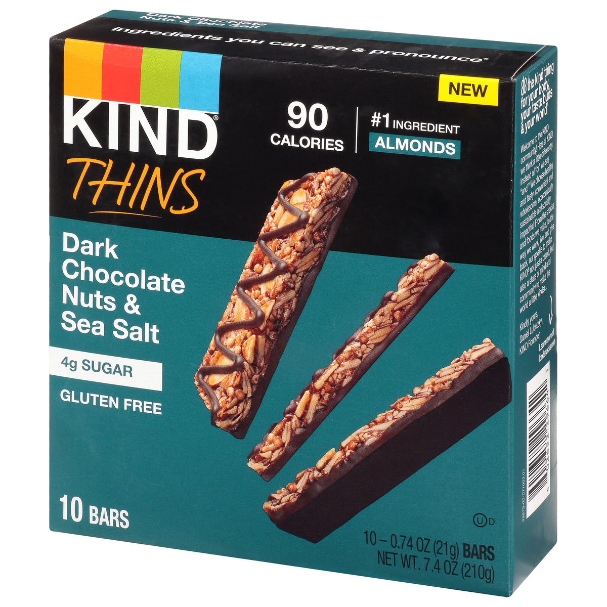 slide 3 of 10, KIND Thins Dark Chocolate Nuts & Sea Salt , 7.4 oz