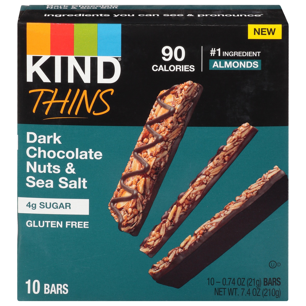 slide 1 of 10, KIND Thins Dark Chocolate Nuts & Sea Salt , 7.4 oz