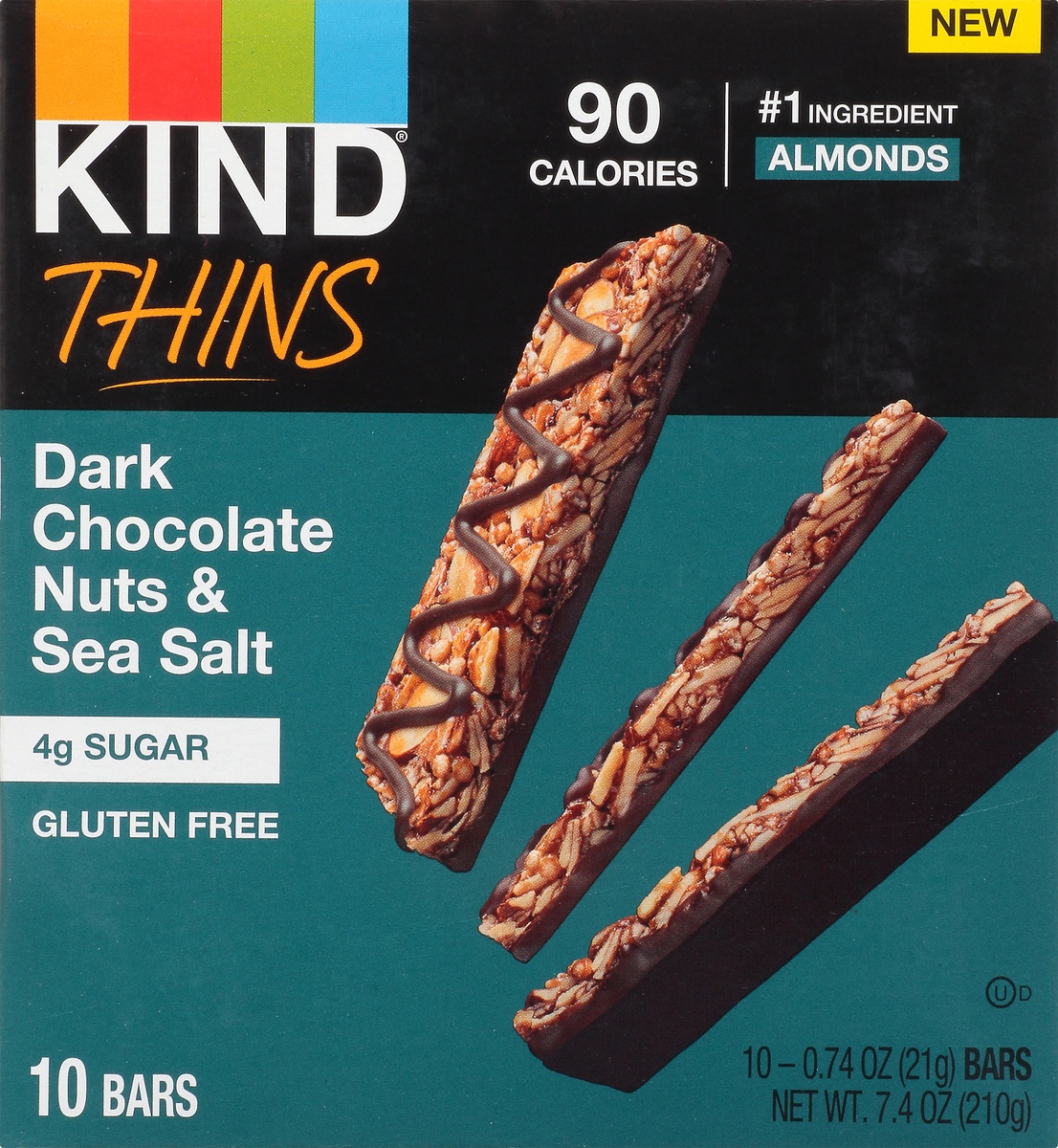 slide 9 of 10, KIND Thins Dark Chocolate Nuts & Sea Salt , 7.4 oz