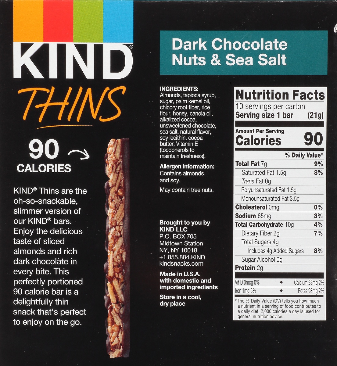 slide 10 of 10, KIND Thins Dark Chocolate Nuts & Sea Salt , 7.4 oz