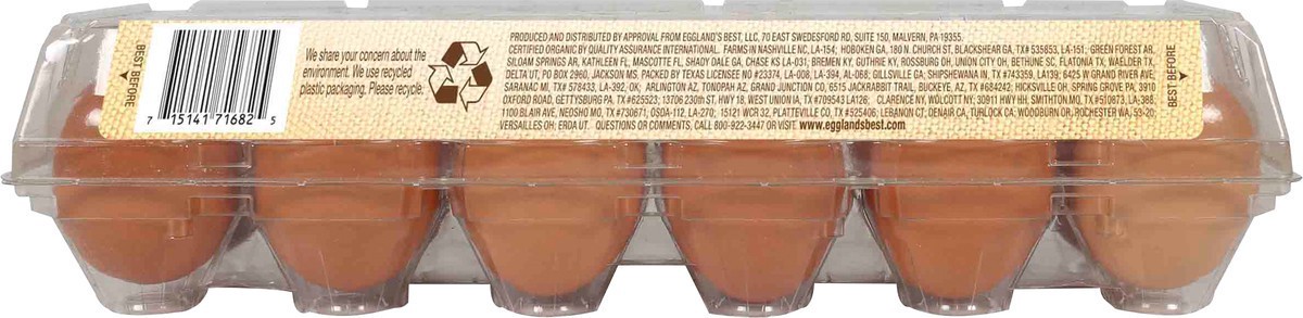 slide 6 of 10, Eggland's Best 100% USDA Organic Certified Large Brown Eggs, 12 count, 12 ct