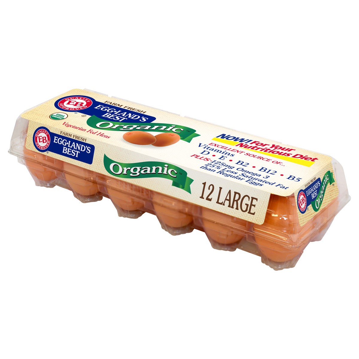slide 6 of 10, Eggland's Best 100% USDA Organic Certified Large Brown Eggs, 12 count, 12 ct