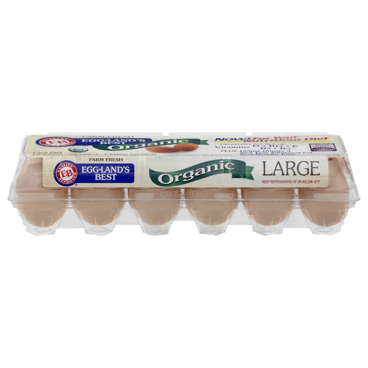 slide 1 of 1, Eggland's Best Organic Cage Free Grade A Brown Eggs Large, 12 ct