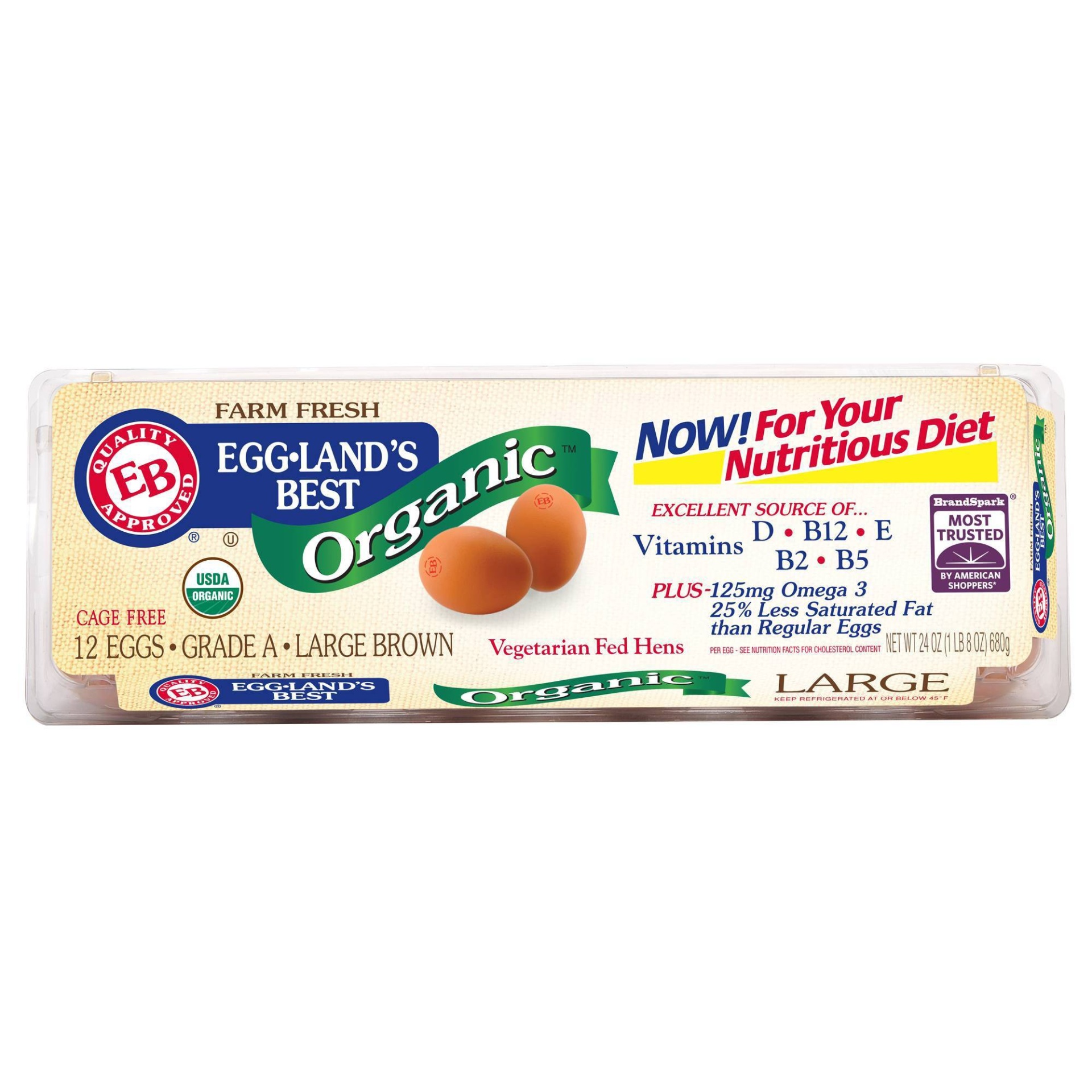 slide 1 of 5, Eggland's Best Organic Cage Free Grade A Brown Eggs Large, 12 ct