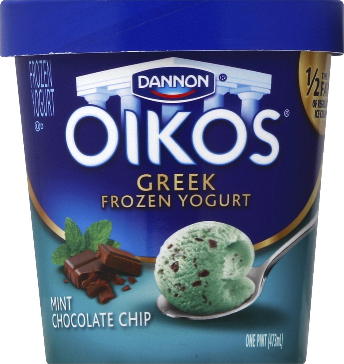slide 3 of 3, Oikos Frozen Yogurt, Greek, Mint Chocolate Chip, 1 pint