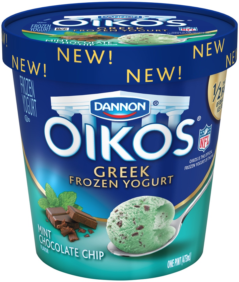 slide 1 of 1, Dannon Oikos Mint Chocolate Chip Greek Frozen Yogurt, 1 pint