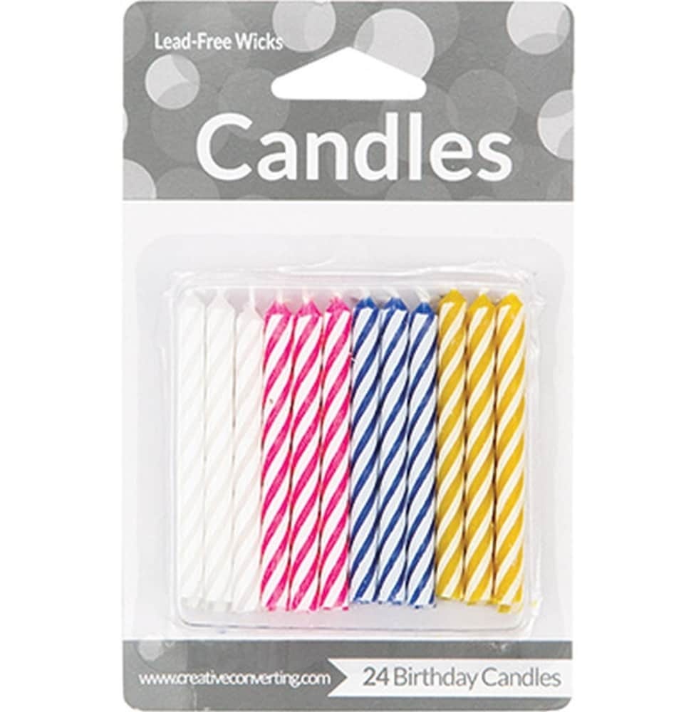 slide 1 of 1, Creative Converting Striped Party Candles, 24 ct