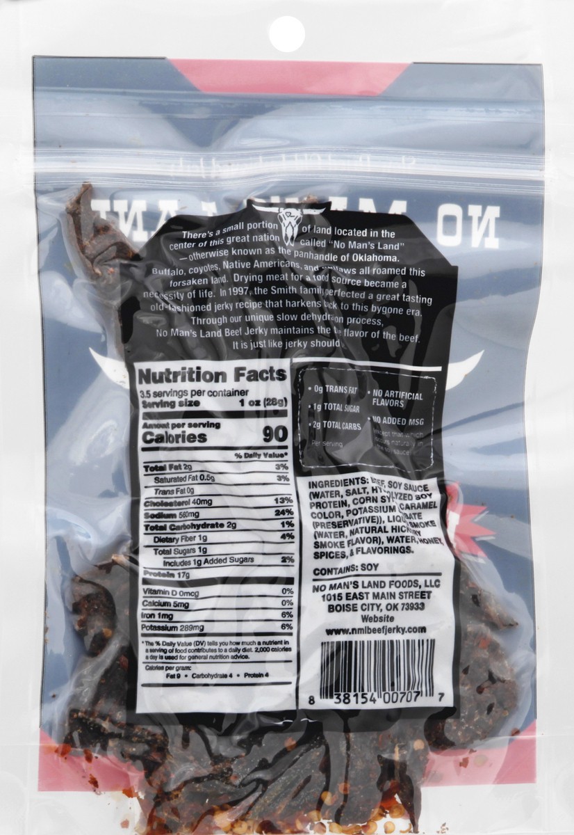 slide 11 of 13, No Man's Land Hot Beef Jerky 3.5 oz, 3.5 oz