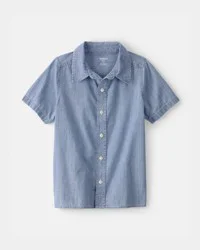 Oshkosh Boys Chambray Short-Sleeve Button-Down Shirt - Blue - Size 10