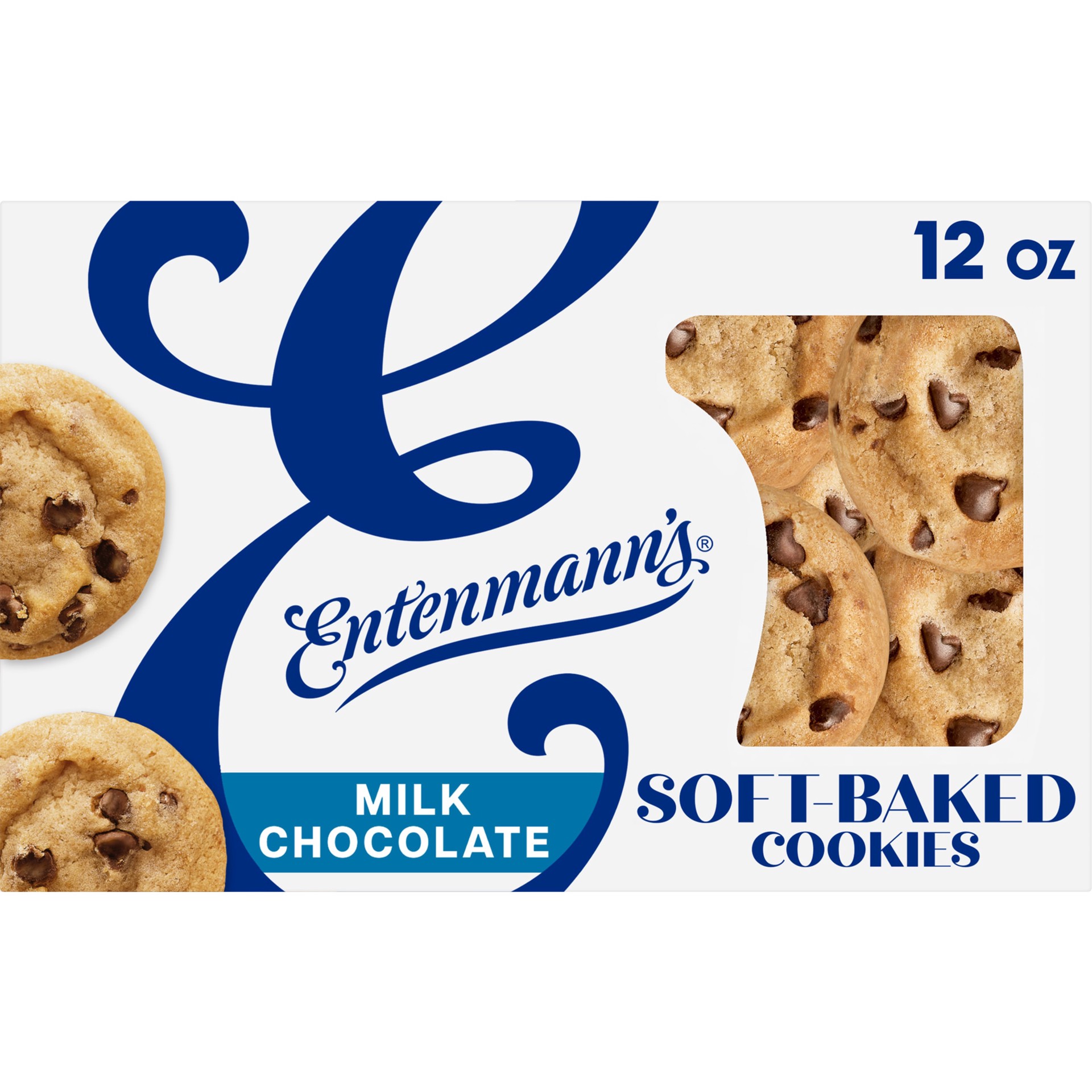 slide 1 of 7, Entenmann's Soft-Baked Milk Chocolate Chip Cookies, 12 oz, Cookies, Bag, 12 oz