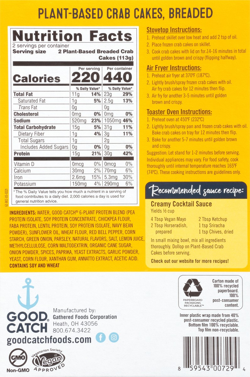 slide 4 of 9, Good Catch Good Catch Plant-Based Breaded Crab Cakes, 8 oz