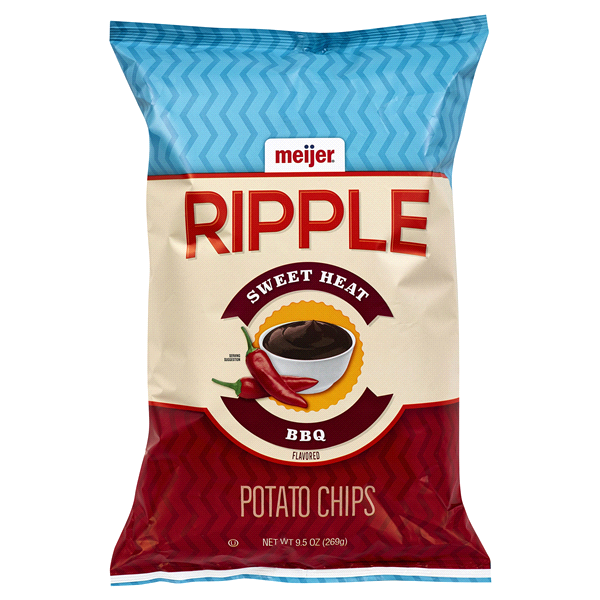 slide 1 of 2, Meijer Ripple Potato Chip Sweet Heat BBQ, 9.5 oz