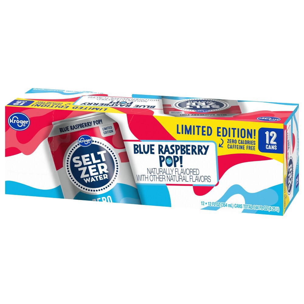 slide 2 of 3, Kroger Blue Raspberry Pop! Seltzer Water - 12 ct; 12 fl oz, 12 ct; 12 fl oz