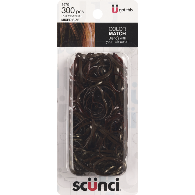 slide 1 of 1, scünci Scunci Brunette Polybands, 300 ct