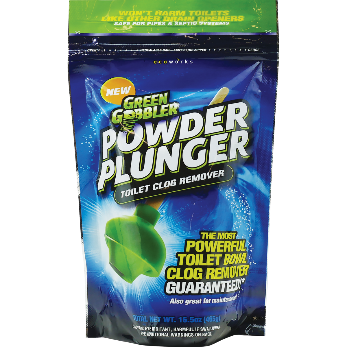 slide 1 of 4, Green Gobbler Powder Plunger Toilet Clog Remover, 16.5 oz