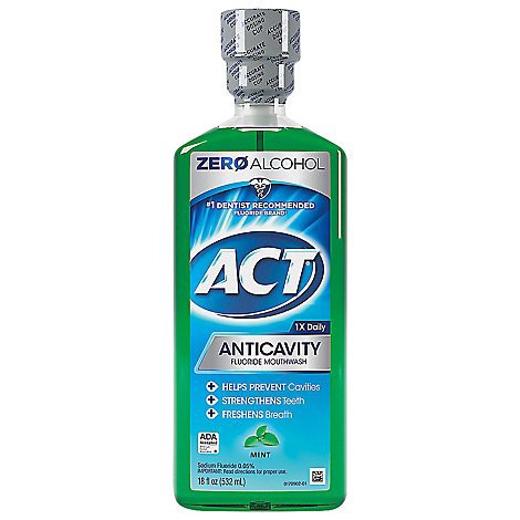 slide 1 of 1, Act Anticavity Fluoride Mouthwash Triple Action Mint - 18 Fl. Oz., 18 fl oz
