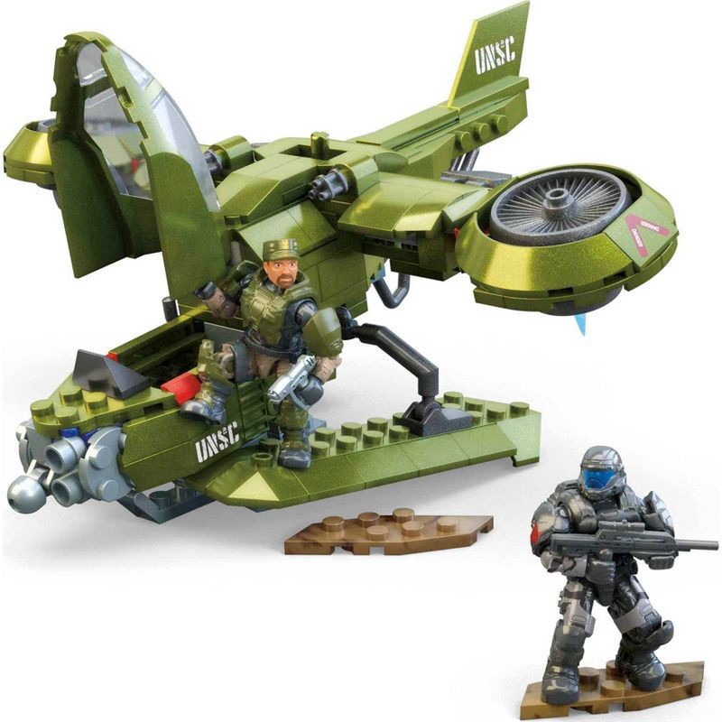 slide 3 of 6, Mega Construx MEGA HALO UNSC Hornet Recon Aircraft Building Toy with 2 Micro Action Figures (293 pc), 293 ct