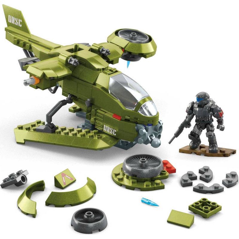 slide 6 of 6, Mega Construx MEGA HALO UNSC Hornet Recon Aircraft Building Toy with 2 Micro Action Figures (293 pc), 293 ct