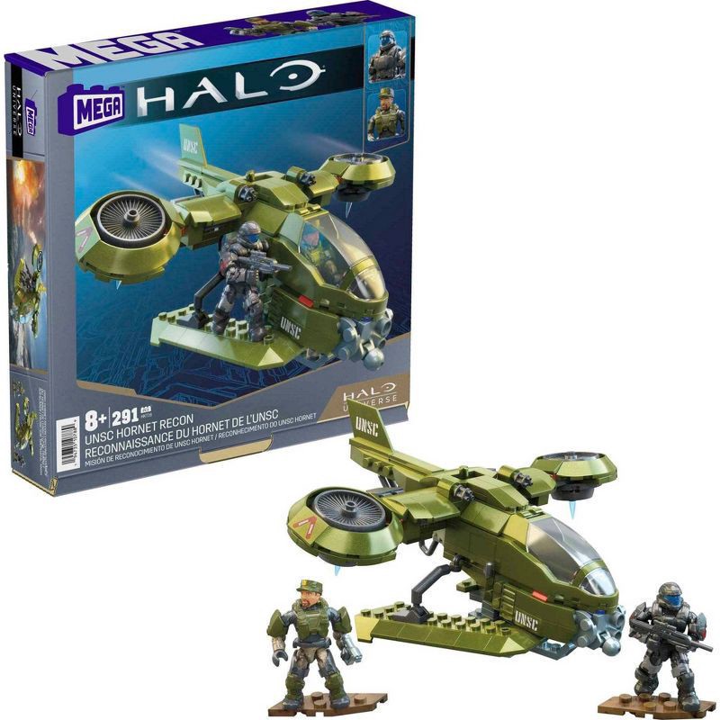 slide 1 of 6, Mega Construx MEGA HALO UNSC Hornet Recon Aircraft Building Toy with 2 Micro Action Figures (293 pc), 293 ct