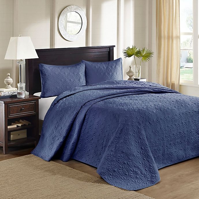 slide 1 of 5, Madison Park Quebec Reversible King Bedspread Set - Navy, 1 ct