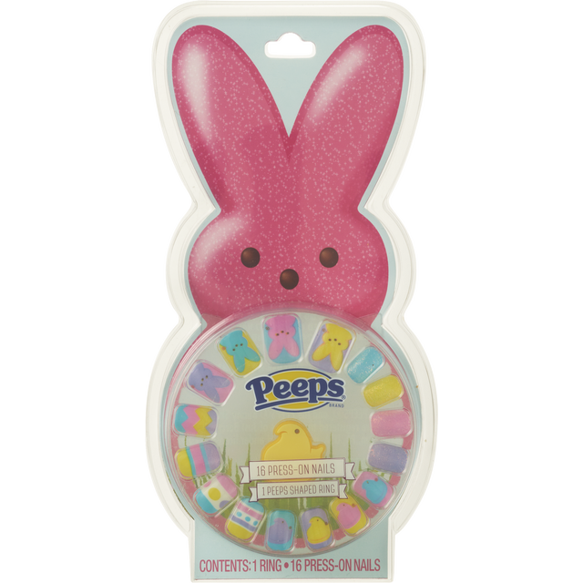 slide 1 of 1, PEEPS 16Pc Press-On Nails, 16 ct