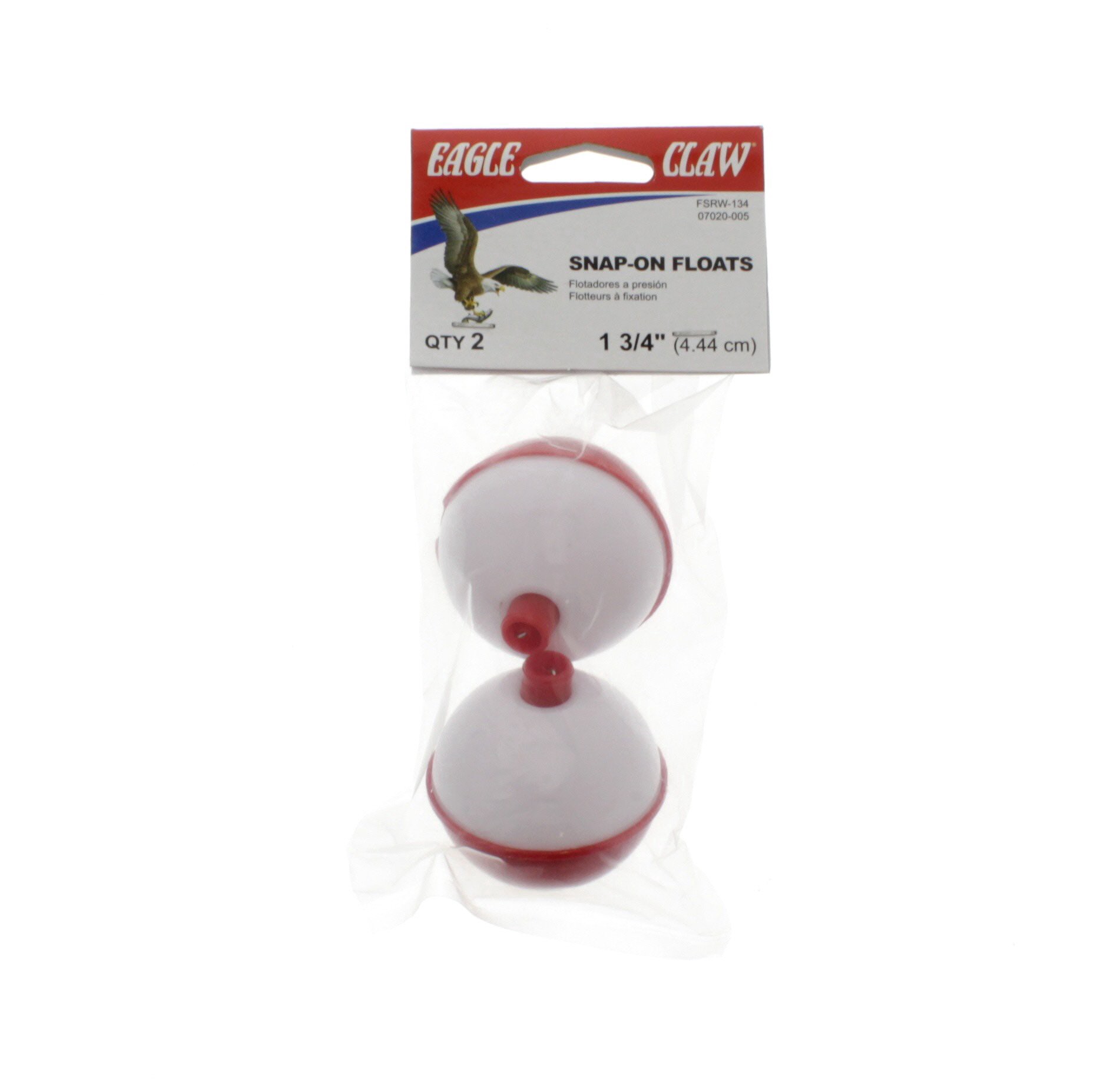 slide 1 of 1, Eagle Claw Red/White 1-3/4 Inch Snap-On Float, 1 ct