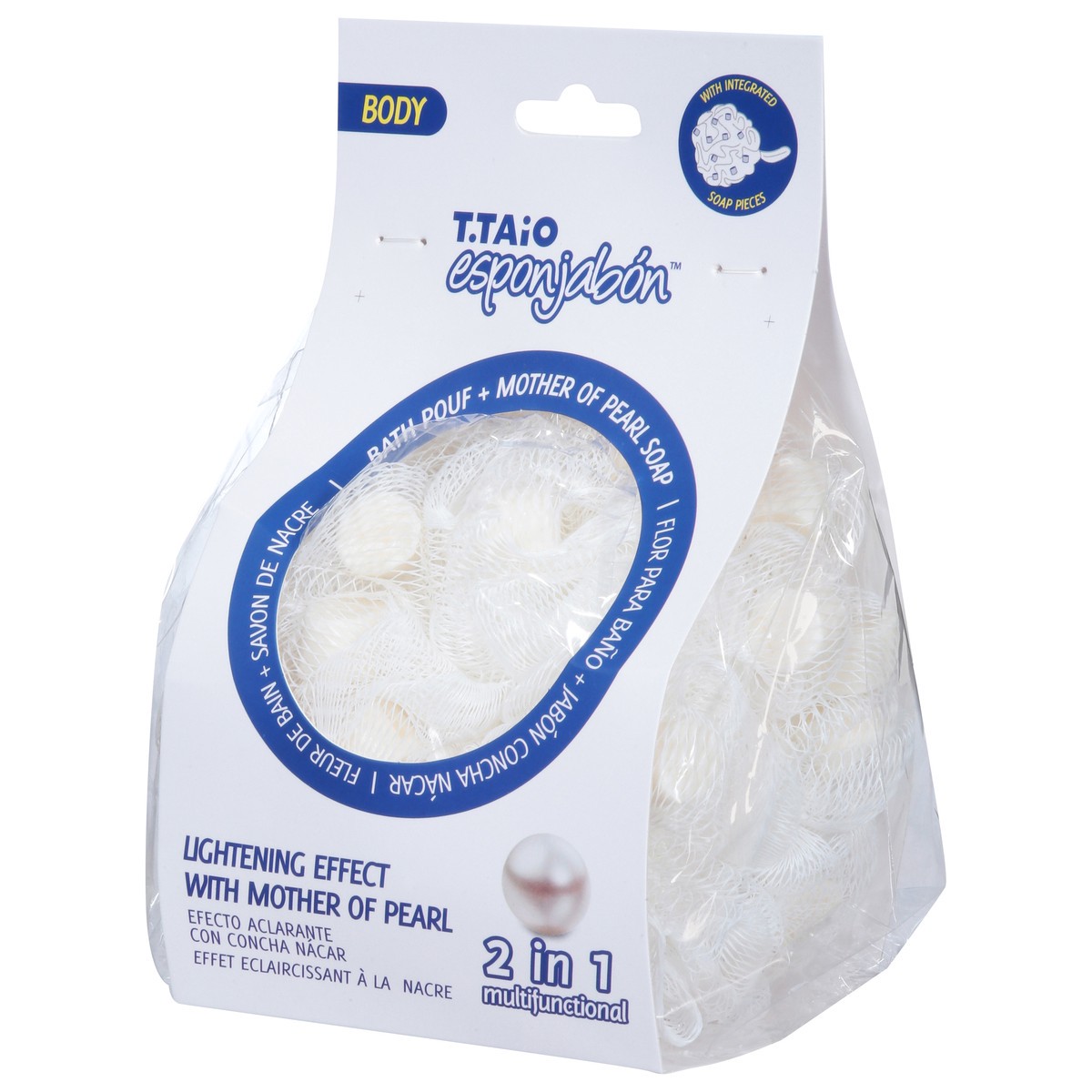 slide 3 of 9, T Taio Body 2 in 1 Multifunctional Bath Pouf + Mother of Pearl Soap 1 ea, 1 ct