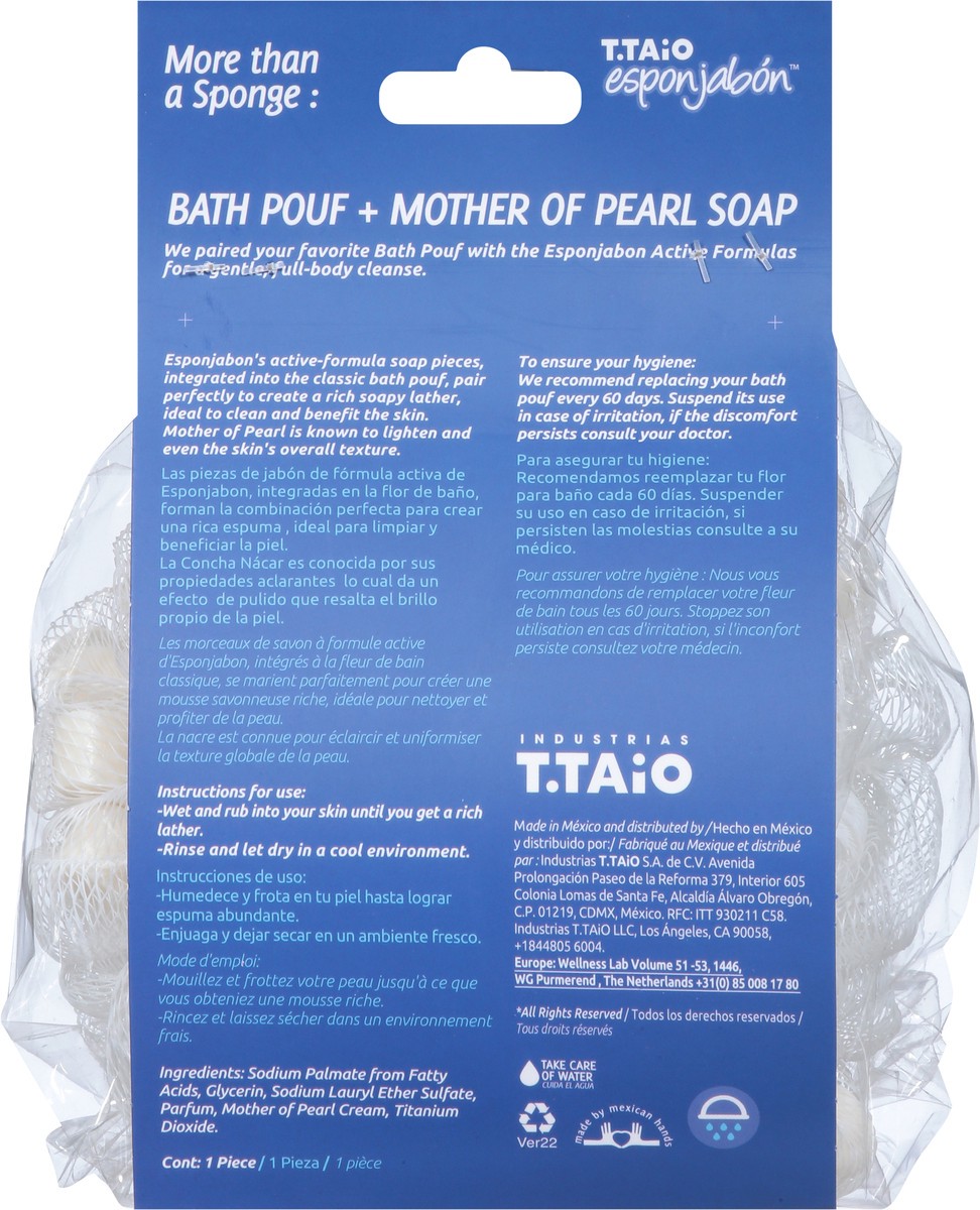 slide 7 of 9, T Taio Body 2 in 1 Multifunctional Bath Pouf + Mother of Pearl Soap 1 ea, 1 ct