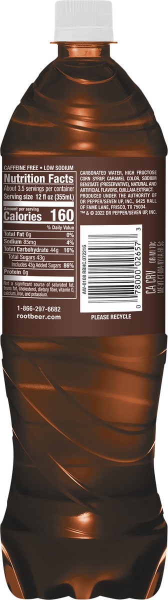 slide 7 of 8, A&W Root Beer Soda, 1.25 L bottle, 1.25 liter