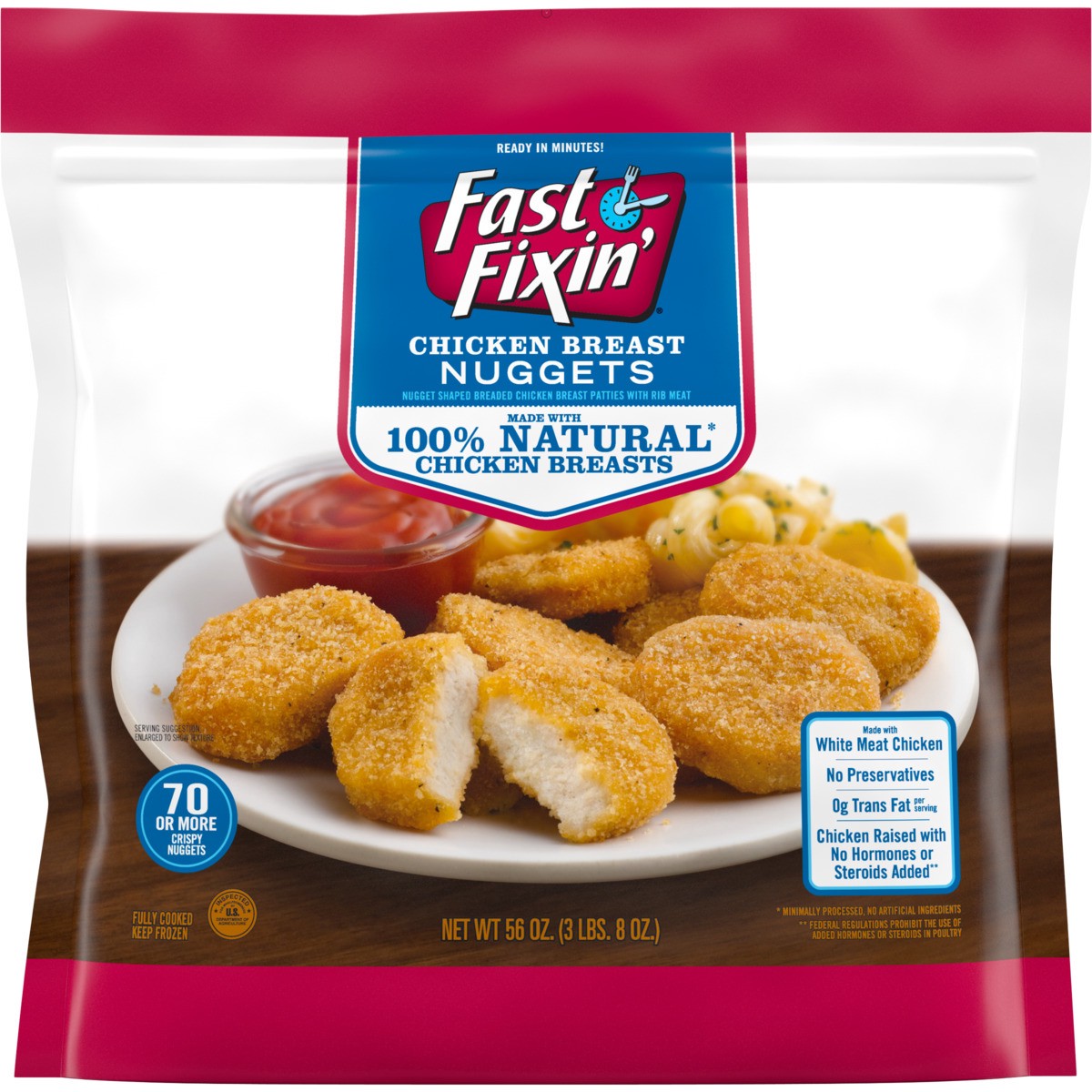 slide 5 of 5, Fast Fixin' Chicken Breast Nuggets, 56 oz (Frozen), 1.59 kg