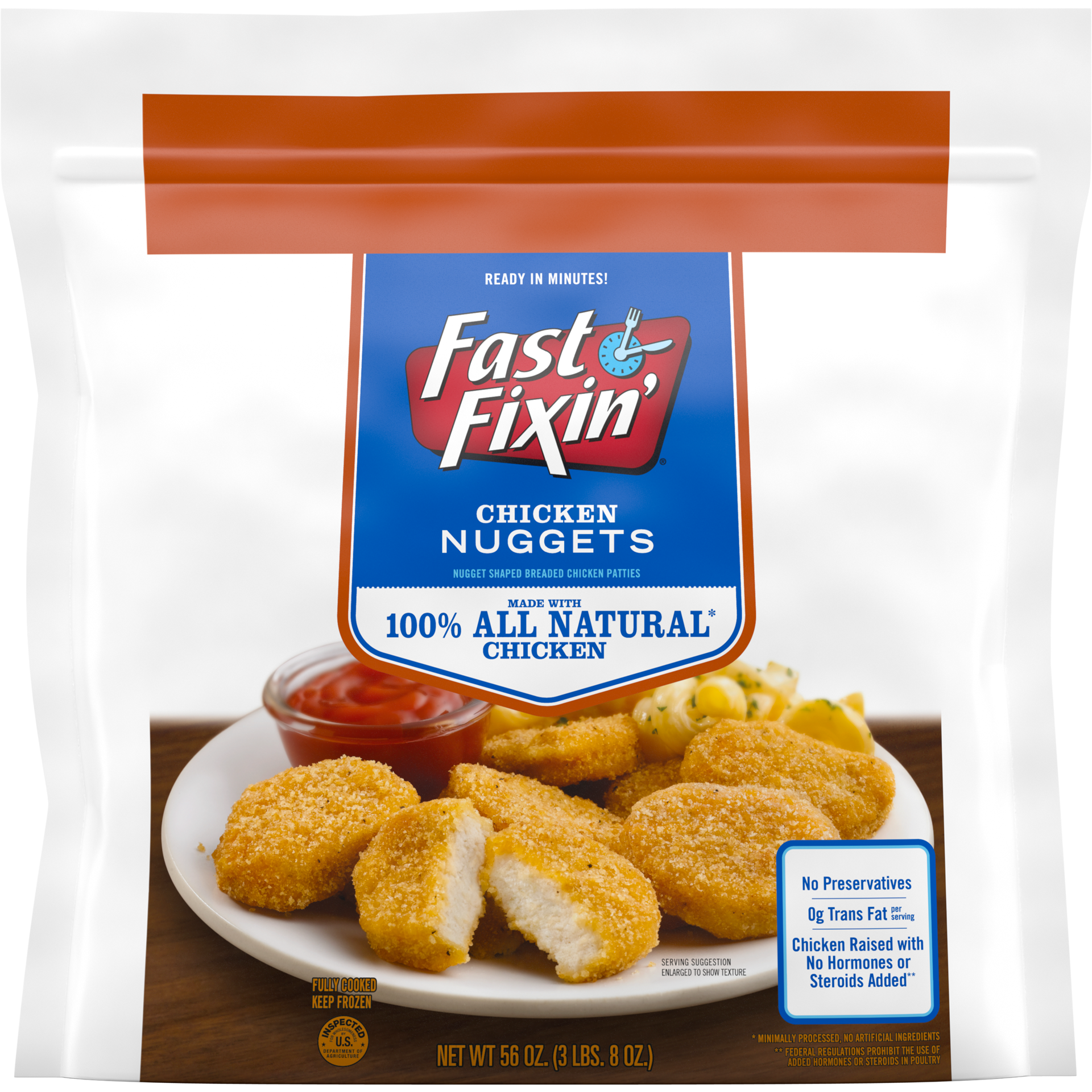 slide 1 of 5, Fast Fixin' Chicken Breast Nuggets, 56 oz (Frozen), 1.59 kg