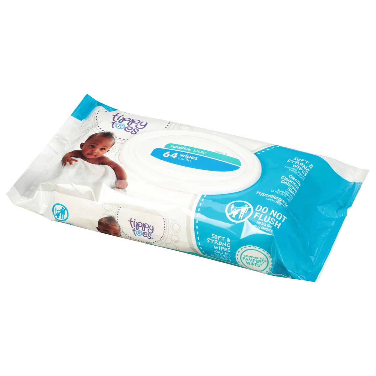 slide 3 of 9, Tippy Toes Sensitive Soft & Strong Wipes 64 ea, 64 ct