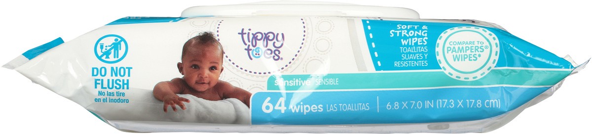 slide 5 of 9, Tippy Toes Sensitive Soft & Strong Wipes 64 ea, 64 ct