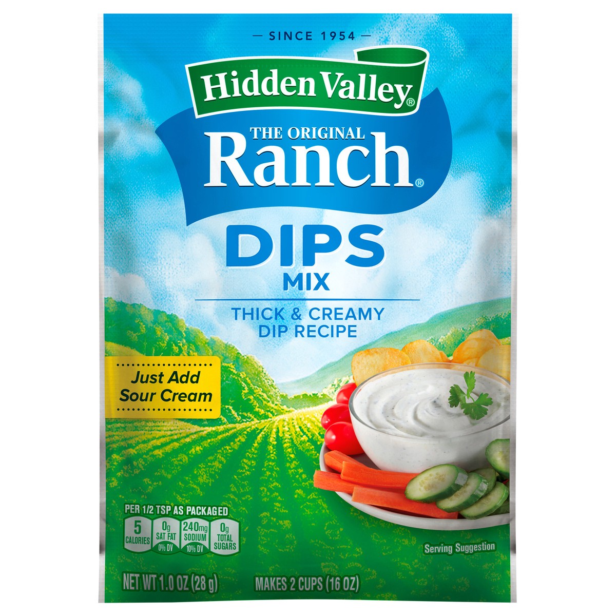 slide 1 of 9, Hidden Valley Original Ranch Dips Mix Packet, 1 oz