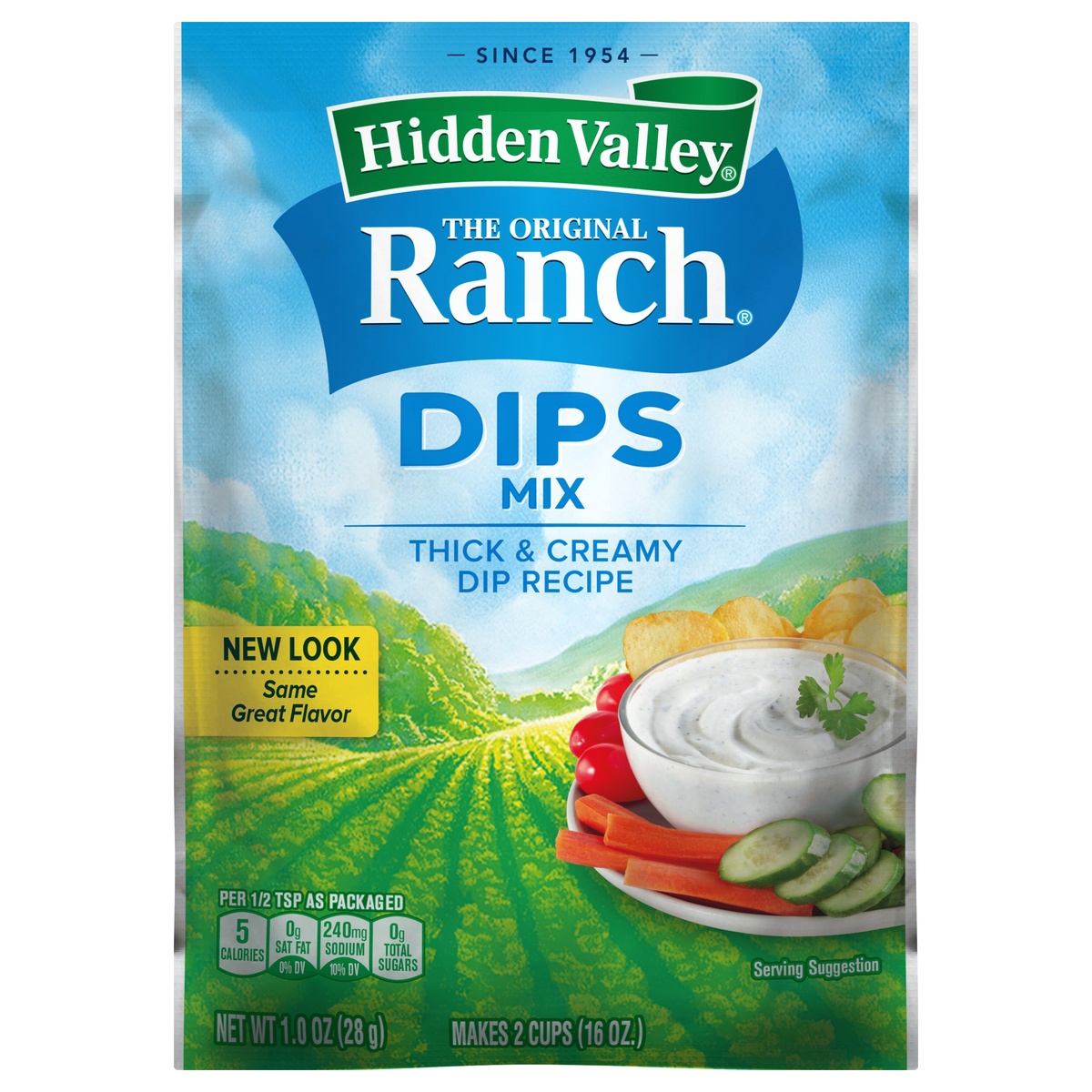 slide 1 of 6, Hidden Valley Original Ranch Dips Mix Packet, 1 oz